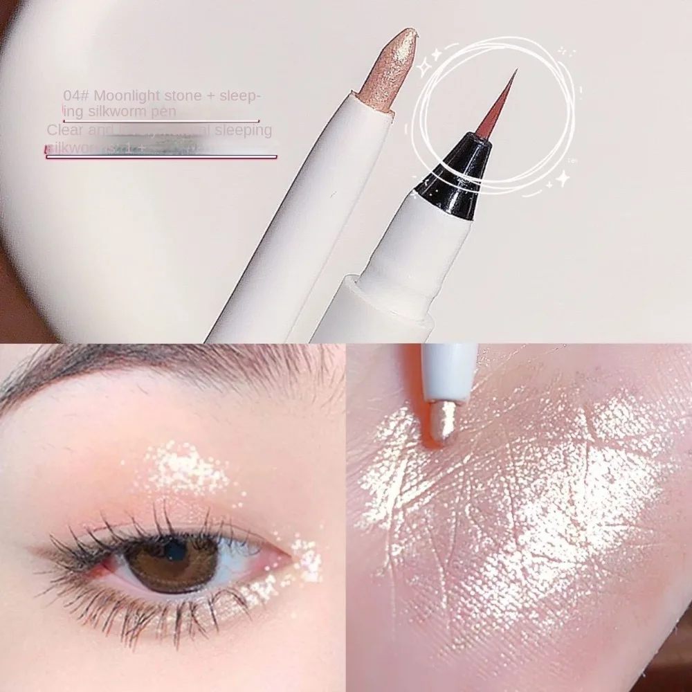 Diamond Lying Silkworm Pen Shadow Pen Double Ended Natural Glitter Highlighter Shimmer Pearlescent Eyeshadow Women Makeup