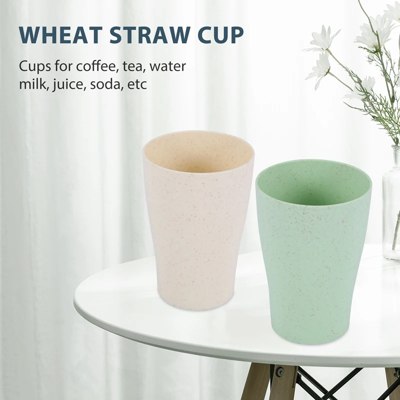 16 Pack Wheat Straw Drinking Cups,For Kids Adult,10 Oz Reusable Tumblers Stackable Cups For Kitchen,Party And Picnic