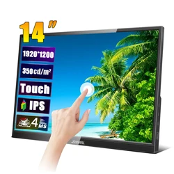 Monitor Gamer 14 Inch 1920x1200 16:10 Protable Monitor IPS LCD Panel Touchscreen Secondary Display HDMI-Comptable For Laptop