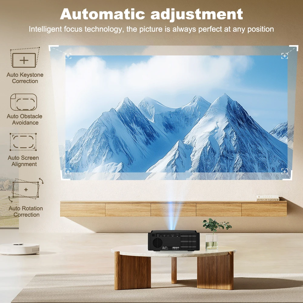DESS 4K Android Projector Dual Band Wifi 6 BT5.2 HIFI Sound Portable Projector Home Theater 3D Smart Projector Google Assistant