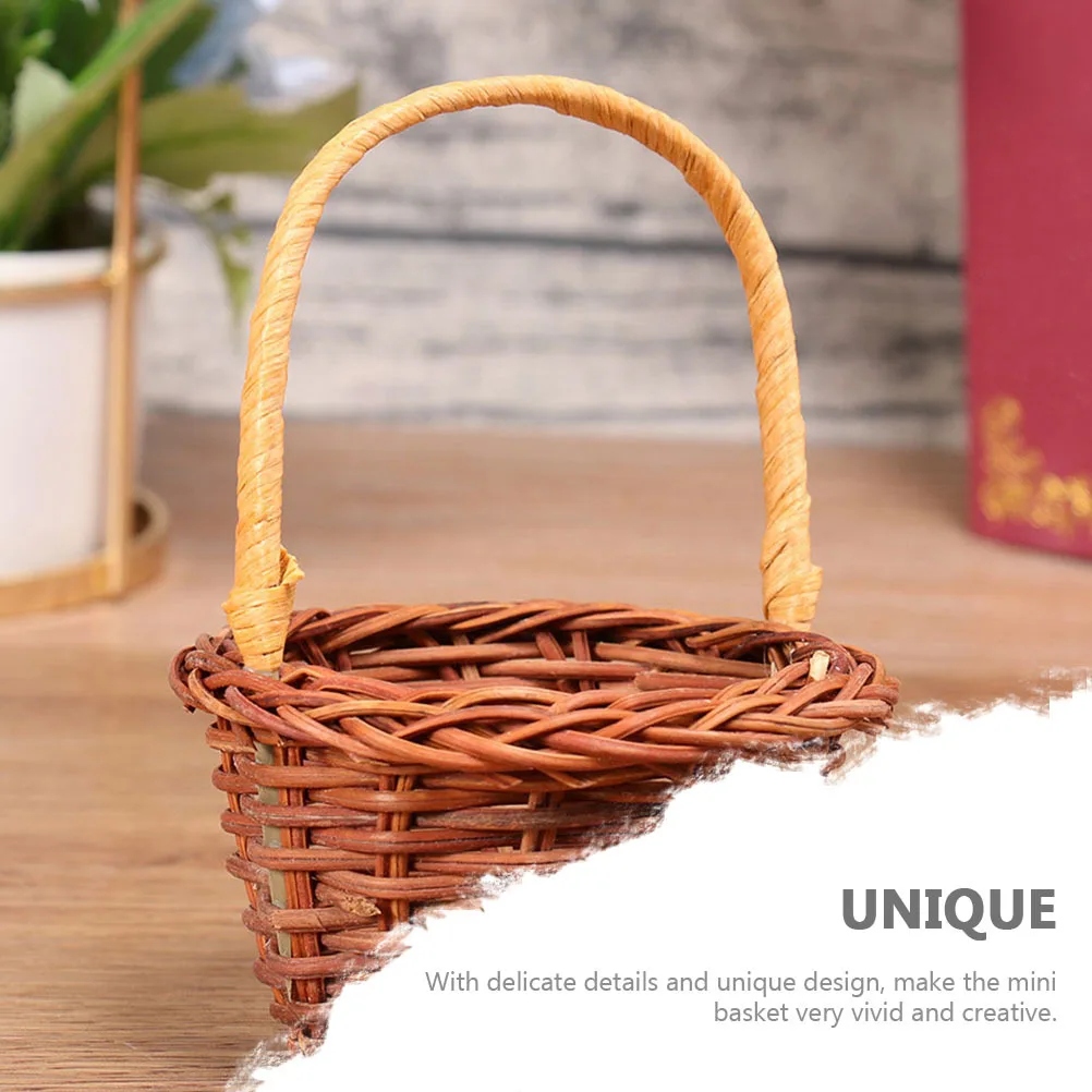 

3Pcs Mini Woven Baskets DIY Photo Props Rattan Decorative Accessories Mini House Ornament Miniature Baskets Basket Model