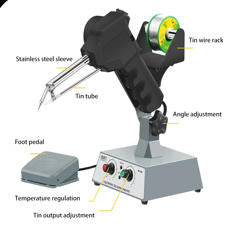 80W Temperature Regulating External Heating Electric Soldering Iron Foot-operated Fully Automatic Tin Feeding Welding Machine