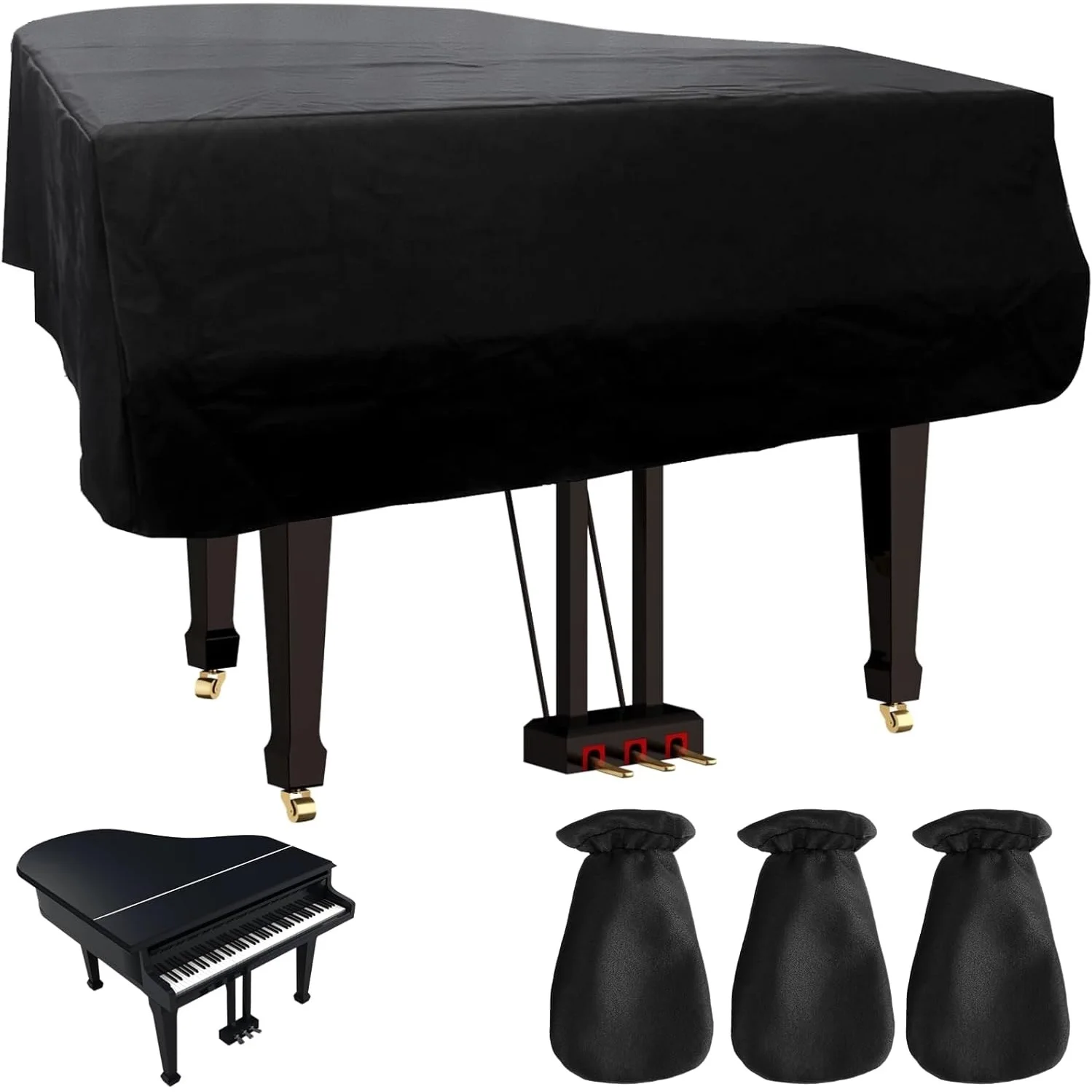 Piano Covers Pedal Sleeves, Pedal Cover Foot Pad, 3Pcs Pleuche Piano Pedal Protective Cover Case Musical Instruments Accessories