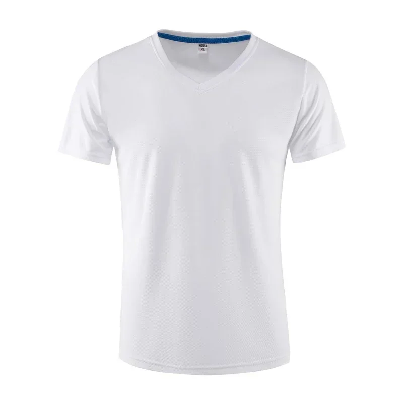 V-neck Quick Drying T-shirt Custom Printed Logo Image Text Men Outdoor Running Fitness Stretch Print Their Own Pictures