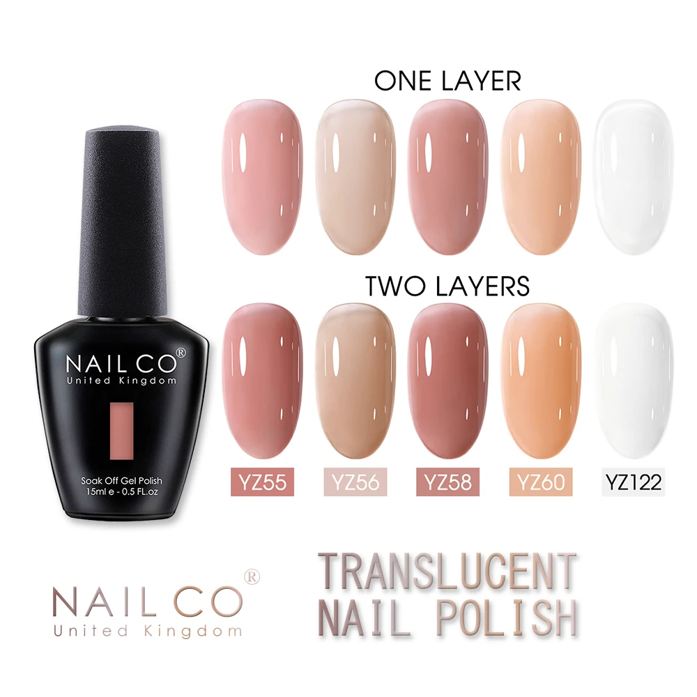 NAILCO 15ml Transparent Nude Color Series Jelly Gel Nail Lacquer Polish Red Nails Art Manicure Gel Varnishes Pink Gellack Design