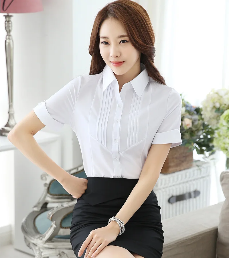 Female Shirts Superior Quality spring/summer Short Sleeve Chiffon Clothes Line Ladies Tops Shirt Dropshipping XHXA09DX