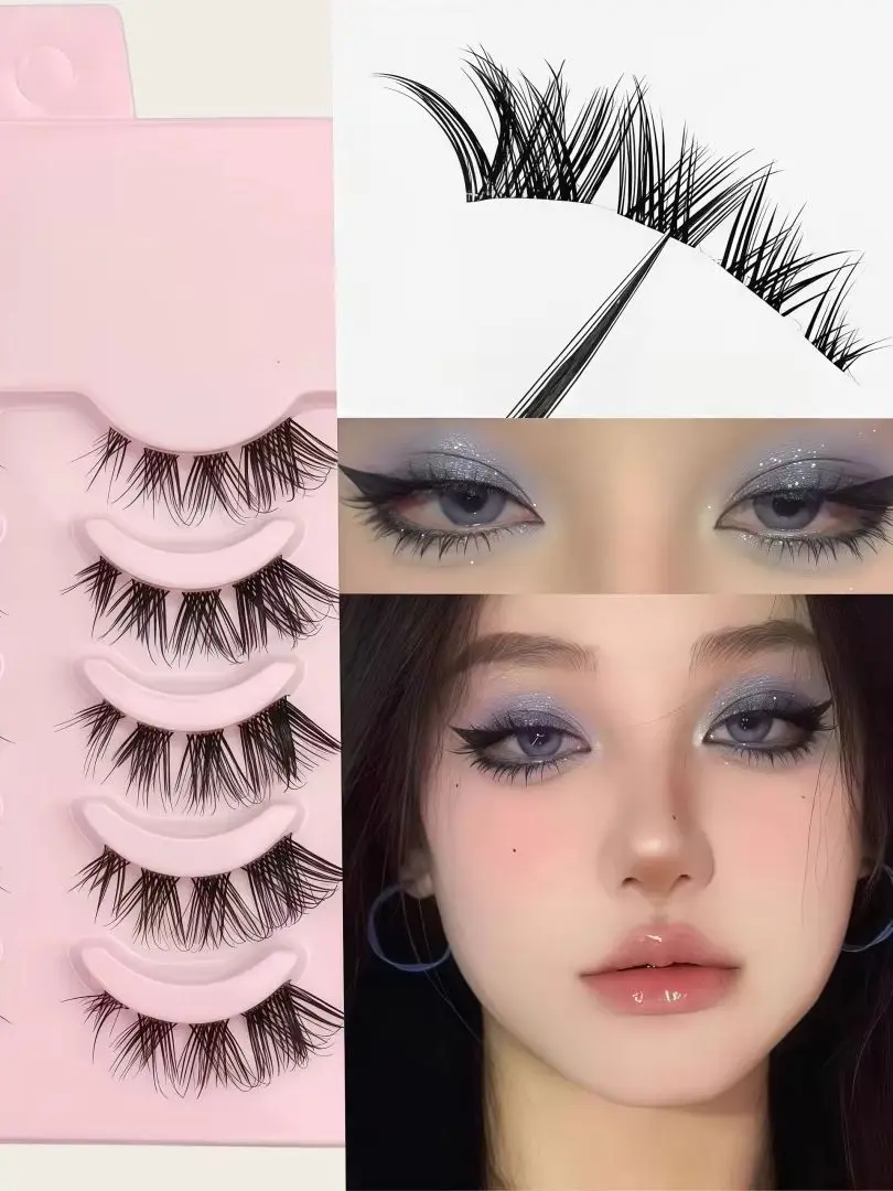 5 Pairs of Fox-style Slanted Lifted False Eyelashes, One-Piece, a Game-Changer for Hooded Eyes, Light European-Style Full-Strip