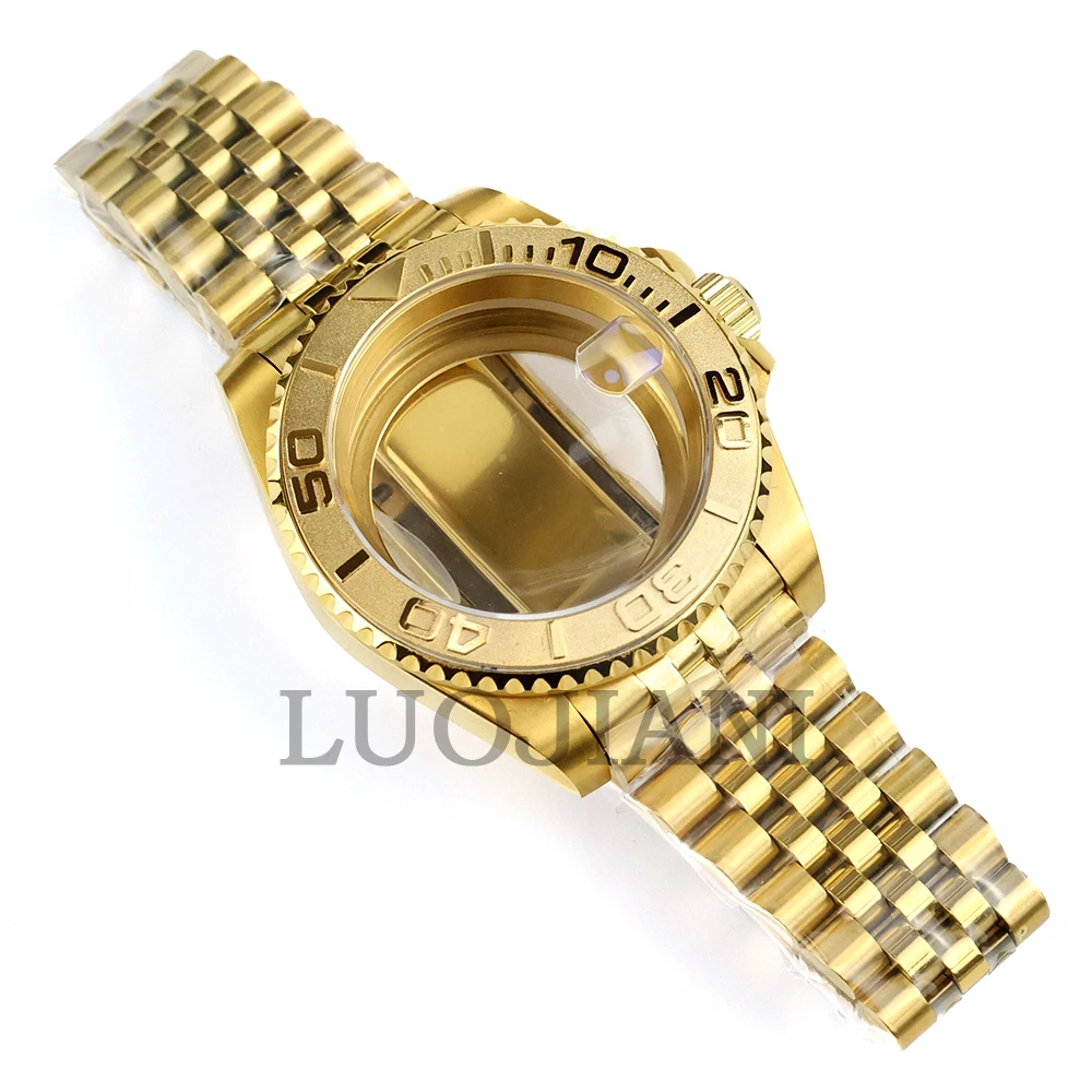 

40mm NH35 Gold Watch Case Sapphire Glass Fit Yacht-Master NH34 NH35 NH36 Movement 28.5mm Dial Jubilee Bracelet SUB GMT Case