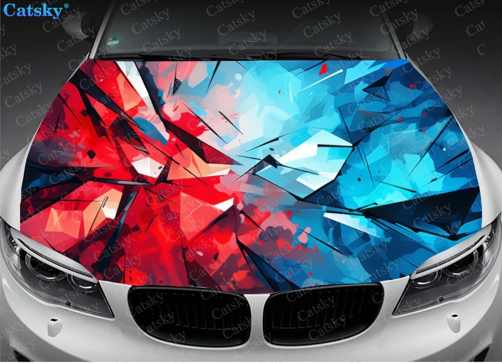 Abstract Triangles And Squares Car Hood Vinyl Stickers Wrap Vinyl Film Engine Cover Decals Sticker on Car Auto Accessories