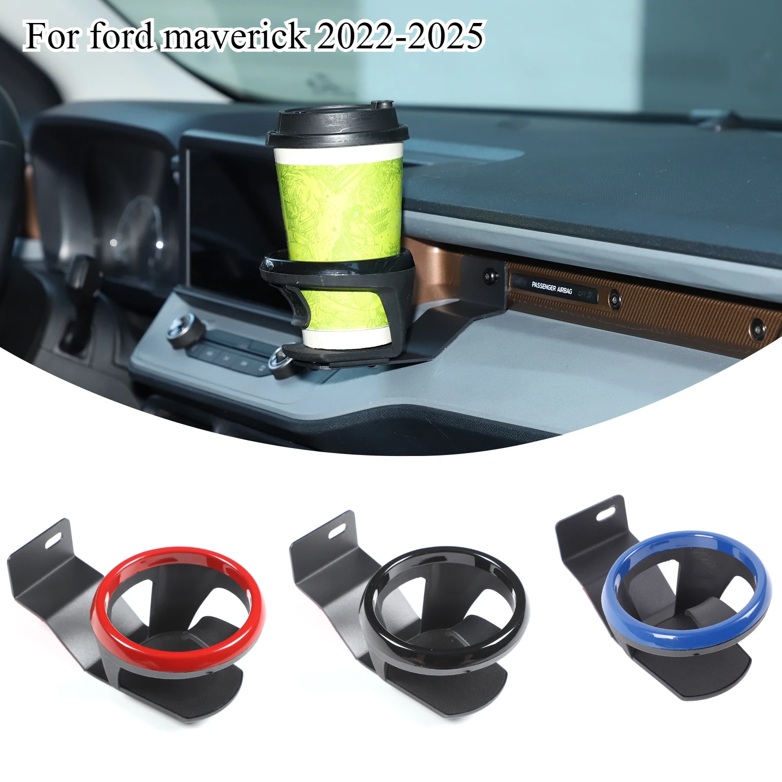 

For ford maverick 2022-2025 Carbon Steel Black Car Interior Central control Water Cup Beverage Holder Auto tools Accessories