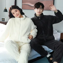 Couple Pajamas Autumn And Winter Add Velvet Sleepwear Set Plush Thickened Men's Home Clothing Warm Casual Pyjamas Women Suit