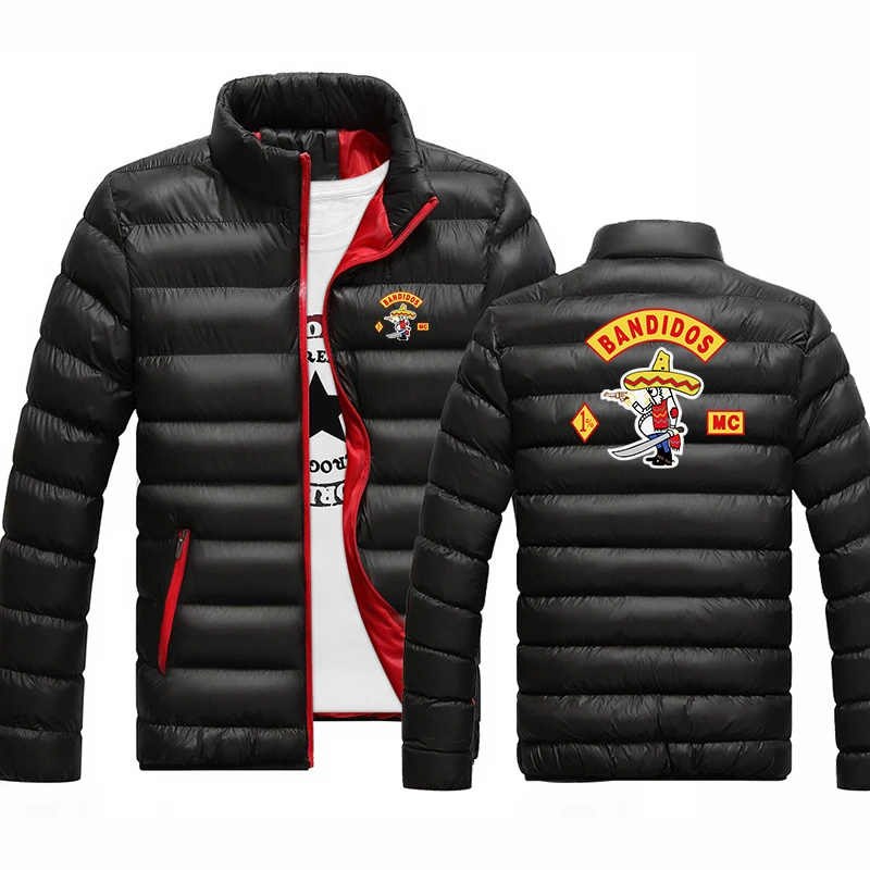 MC Bandidos Logo Print 2026 Autumn And Winter Men's Constant Temperature Comfortable Leisure Stand Collar Jacket Coat