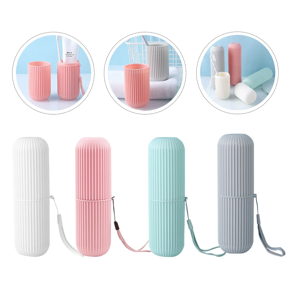 Caja de almacenamiento de lavado de viaje, soporte para pasta de dientes, taza de cepillo de dientes portátil, Material PP, diseño Simple y seguro, 8 Uds.