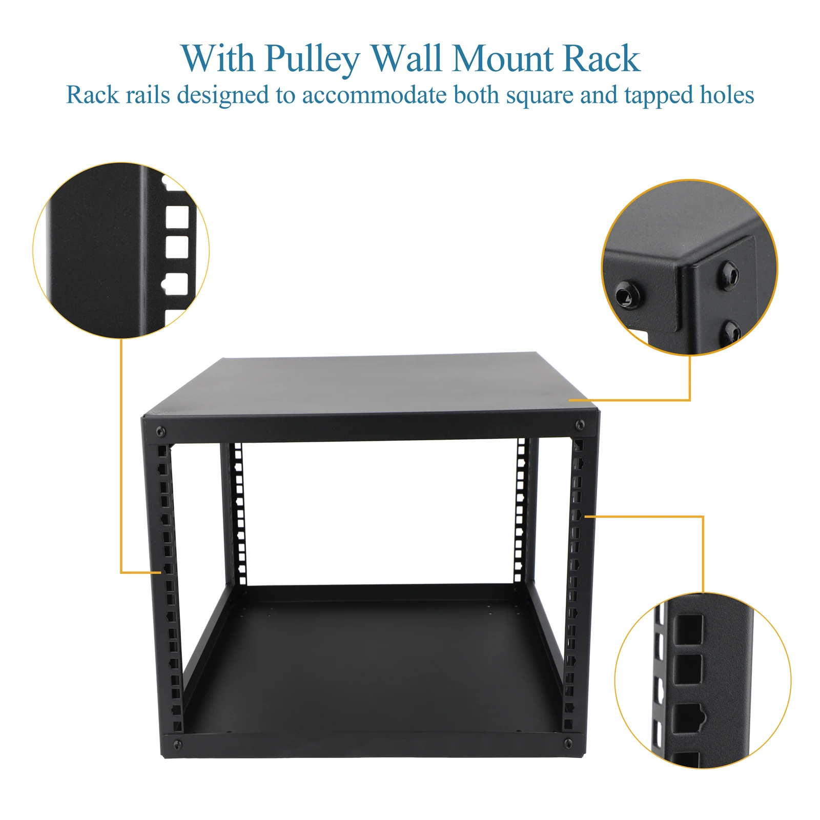 6U/9U/12U Open Frame Network Rack with 1 PCS 1U Rack Shelves for 19-Inch Networking,Audio and Video Device,Floor Standing