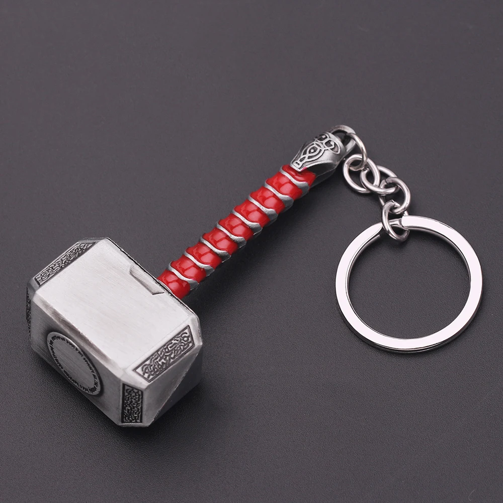 2023 Marvel The Avengers Thor Hammer Metal Key Chain Keyring Men Women Key Holder Car Keychain Accessories Toys Gift