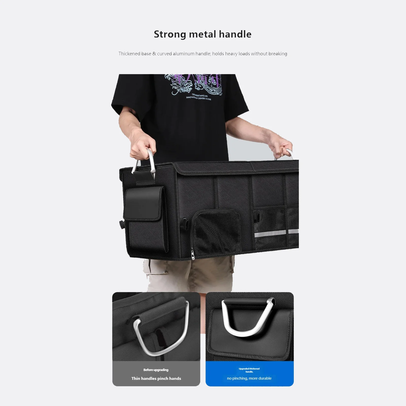36L 72L 110L Auto-Kofferraum-Organizer Zusammenklappbare Auto-Aufbewahrungsbox Wasserdichter Kofferraum-Organizer mit Deckel & Griff Oxford Cargo Lebensmittel-Transportbox – Detail 5