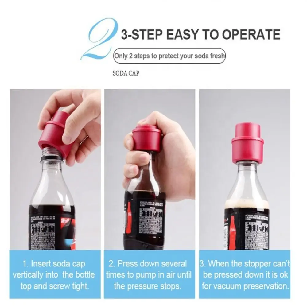 1Pc Durable Air Tight Drink Sealer Frizzy Cola Pump Soda Cap Inflatable Reusable Bottle Stopper Carbonation Keeper