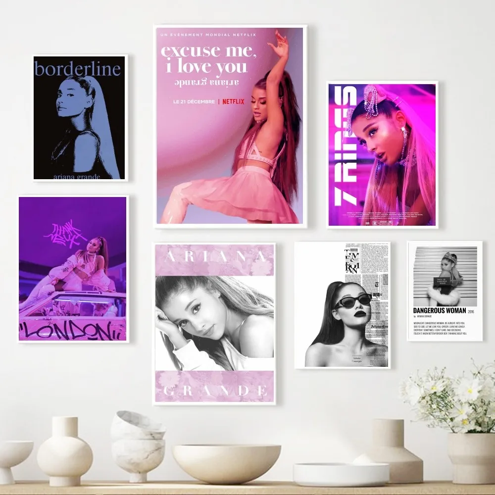 1pc Music Art Poster Ariana Grande Poster Paper Print Home Bedroom Entrance Bar Cafe Art Painting Decoration