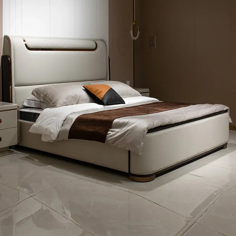 Simple Design Bed Bedroom Frame Luxury Human Dog Massage Bed Wooden Full Princess Sleeping Letto Matrimoniale Hotel Furniture