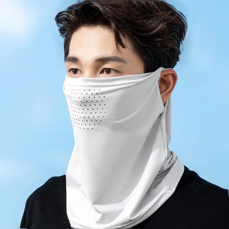 1Pcs Summer Ice Silk Cycling Masks Hanging Ear Breathable Anti-UV Face Scarf Neck Cover for Outdoor Hiking Sunscreen Balaclava image 4