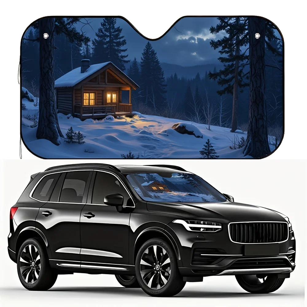 1pc Winter Cabin Glow Car Sun Visor, Powerful Sunblock, Keeps the Car Cool, Ideal for Multiple Driving Scenarios