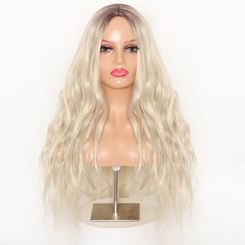 

Повязка на голову женская большая волна градиент блондинка платиновая длинные вьющиеся волосы синтетический парик