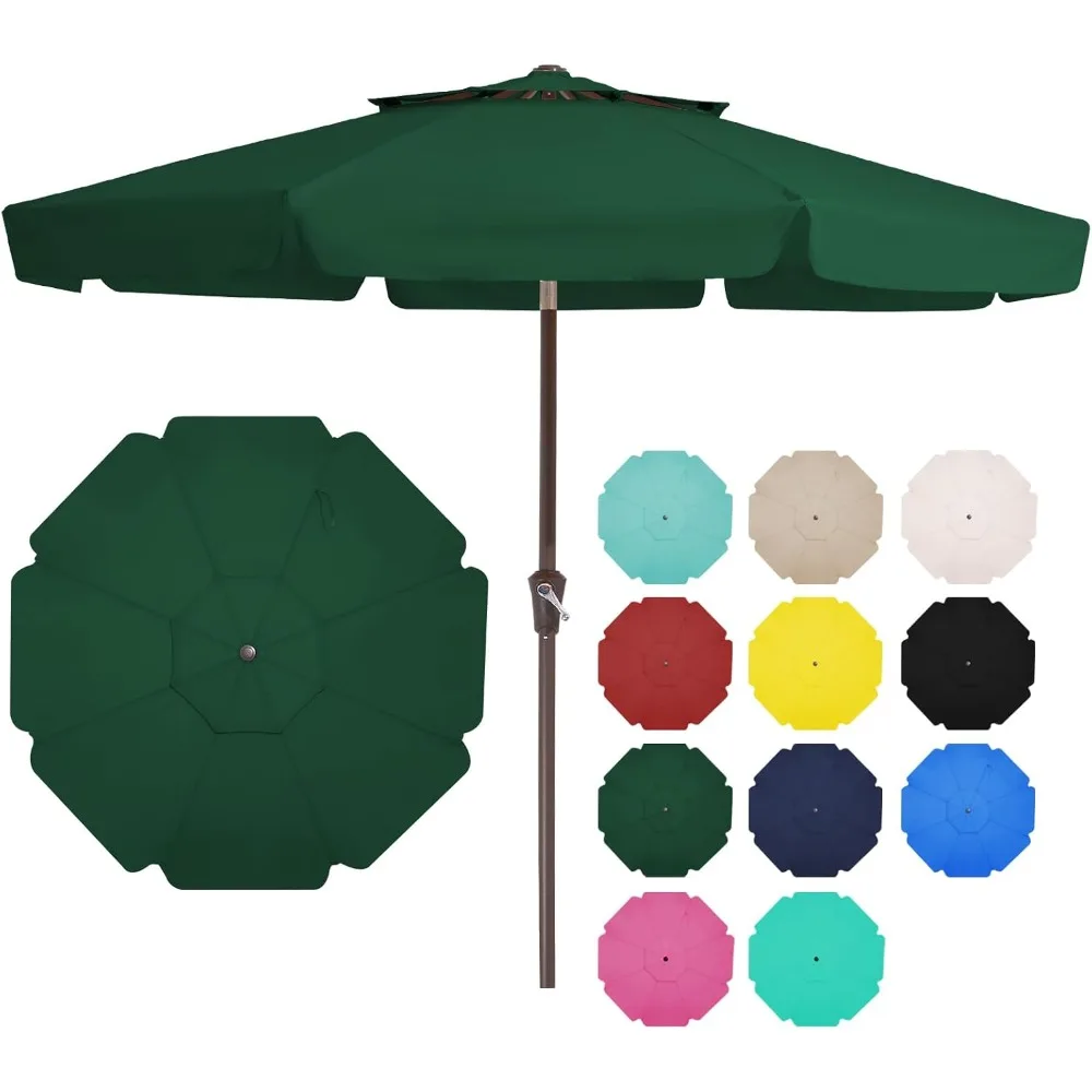 

10' 2-Tiers Patio Umbrellas Outdoor Market Table Umbrella w/Push Button Tilt/Crank, 8 Sturdy Ribs, UV Protection Waterproof Sun