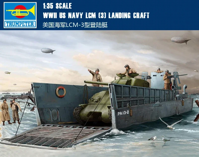 Trumpeter 1/35 WWII US Navy LCM (3) Landing craft Model Kit # 00347-Scale Model Kit