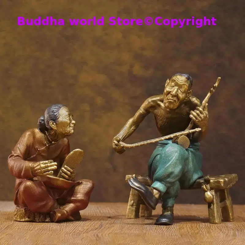 Master Original art TOP Collection art 100% Handmade Accompany for a lifetime realism Bronze sculpture Eastern rural couple