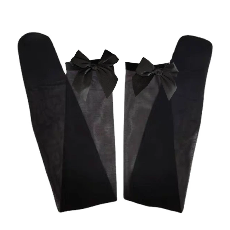 

Женские сексуальные ажурные чулки-сетка до колена с бантом и кружевом