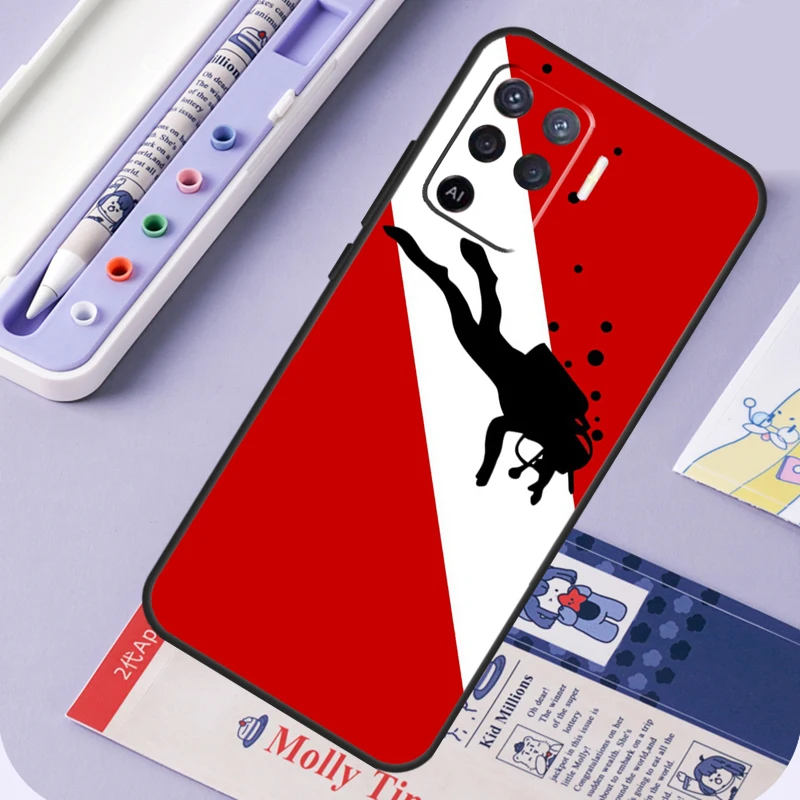 เคสโทรศัพท์มือถือลายธงดำน้ำสำหรับ Oppo A40 A60 A80 A94 A74 A54 A15 A18 A38 A58 A78 A98 A16 A76 A96 A57 A17 A77 A5 Pro