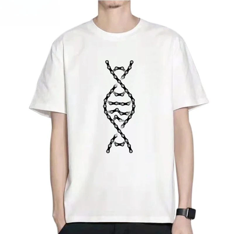 

Chain DNA 3D Fun Pattern Printed Breathable Quick Drying Loose Comfortable Daily Casual Round Neck Short Sleeve T-shirt
