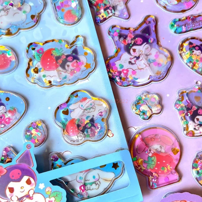 1/4pcs Kawaii Kuromi Kt Melody 3d Shake Sticker Diy Mobile Case Decorative Sticker Student Stationery Handbook Stickers Handbook