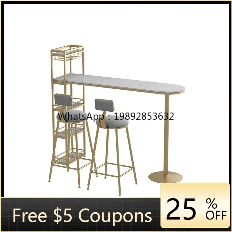

AA Mild Luxury Marble Bar Counter Home Living Room Hallway Wine Rack Foot Table and Chair