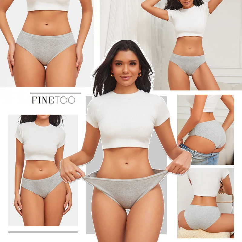 5PCS Women's Cotton Panties Sexy Low Waist Briefs Striped Underpants Female Comfortable Stretch Lingerie Ladies Soft Underwear