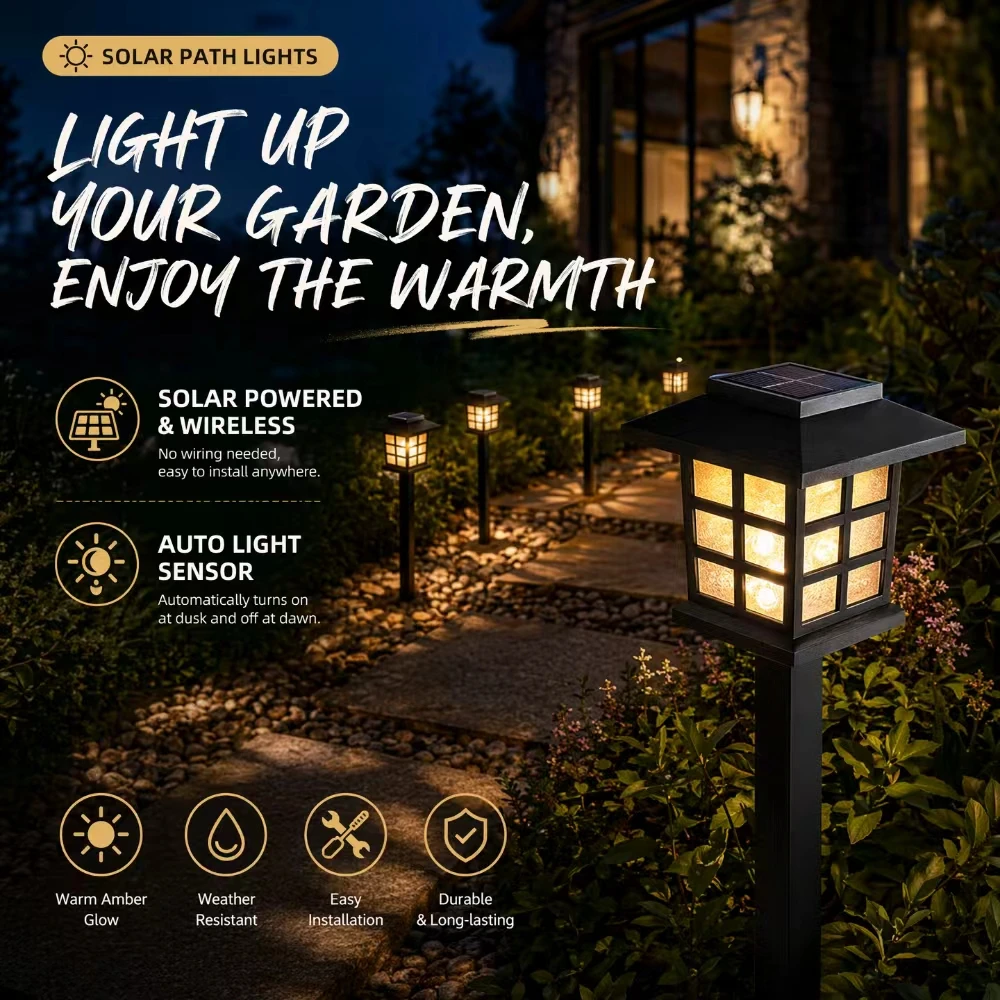 

2/8pcs Led Solar Pathway Lights Waterproof Outdoor Solar Lamp for Garden/Landscape/Yard/Patio/Driveway/Walkway Lighting