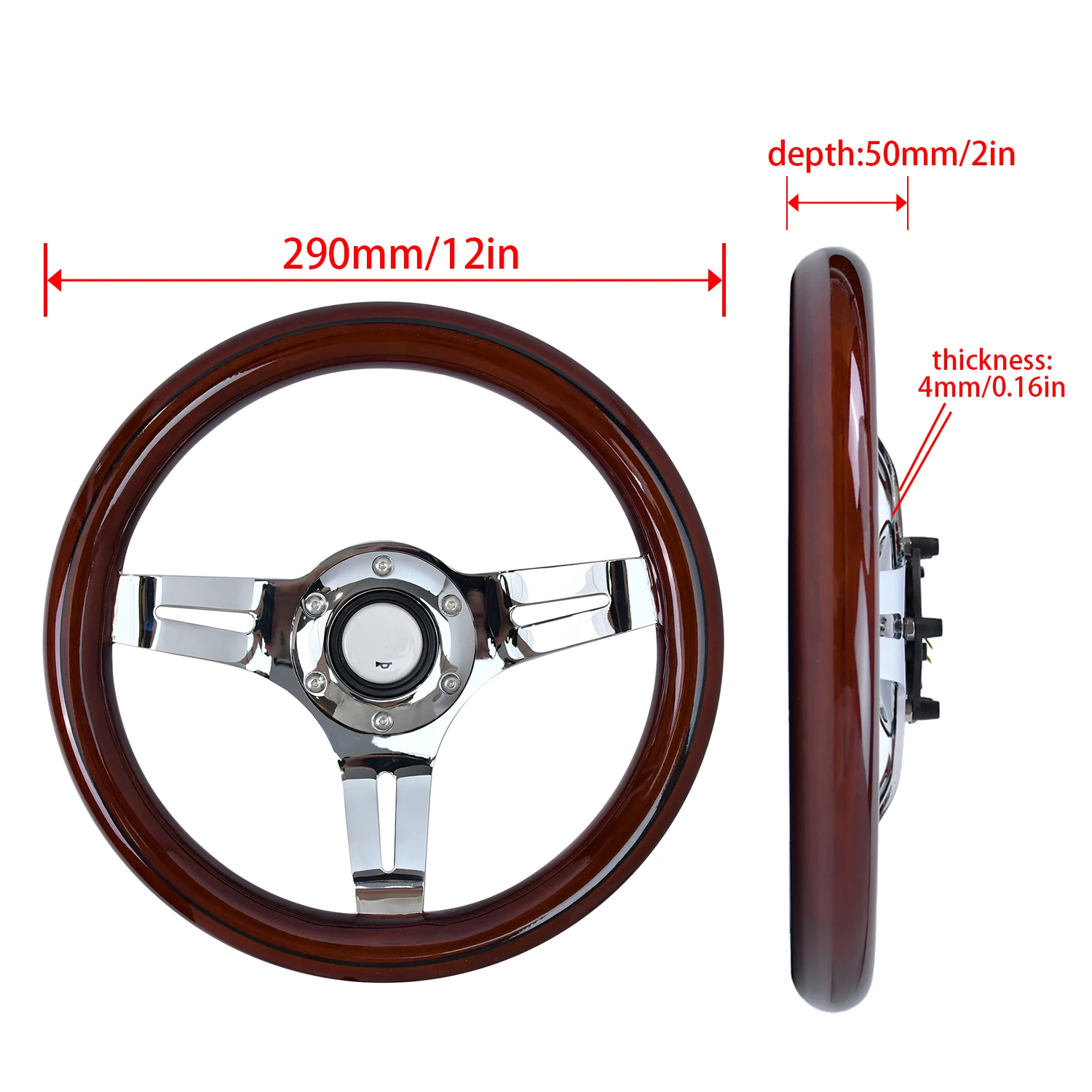 Universal 12 inch Solid Wood Racing Steering Wheel 290mm Wooden Racing Drift Steering Wheel Car Sports Steering Wheel Wholesale