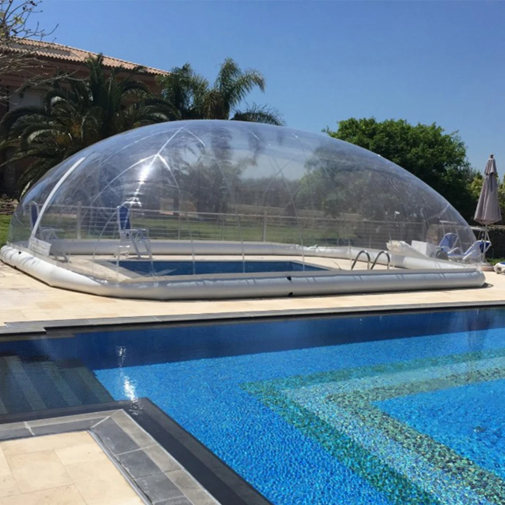 

Large commercial inflatable swimming pool cover transparent domes enclosures transparent plastic igloo tent customized design