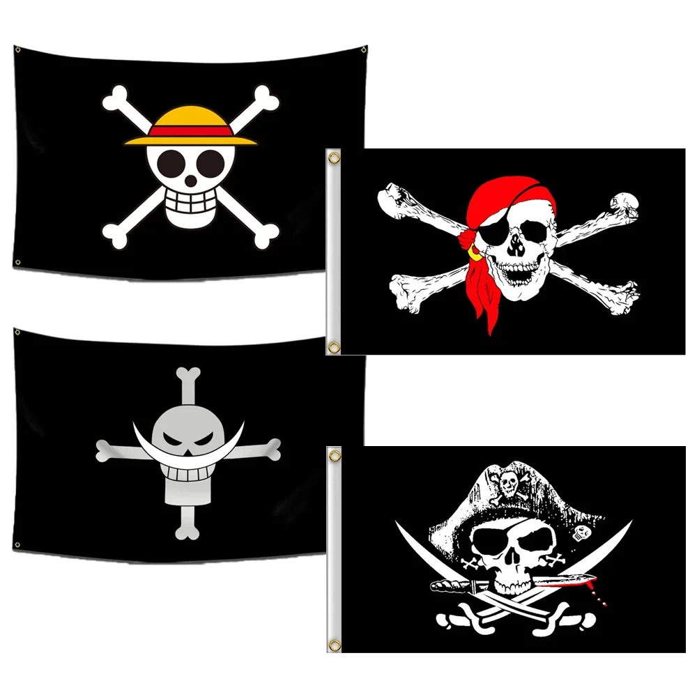 Anime One Piece Pirate Skull Flag Home Bedroom Wall Decor Banner pittura rufy cappello di paglia Pirates Flag Toys for Children Gift