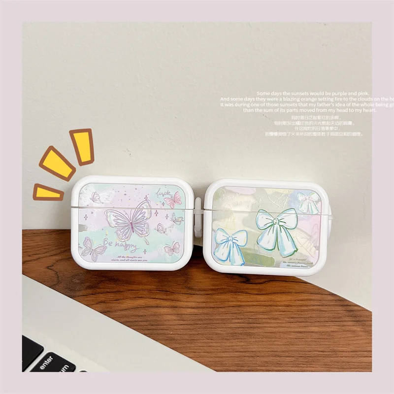 Cartoon Painted butterfly Earphone Case For Airpods 3 2 1 Pro Cover with Charm Silicone Headphone Charging Cases For Airpods 3