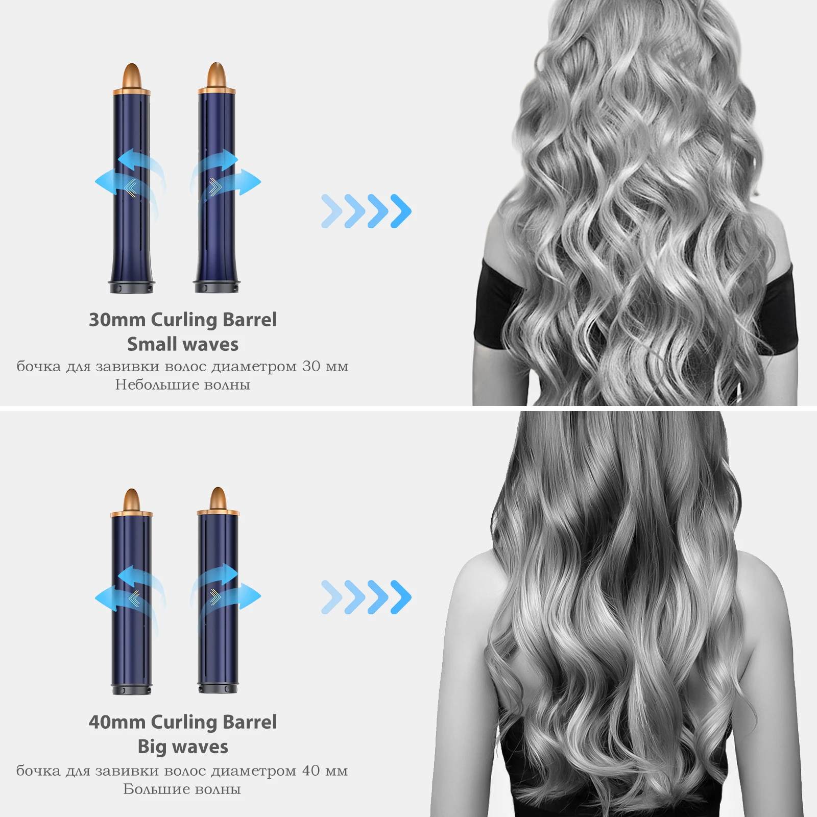 Secador de cabelo de íons negativos, curling de secador de cabelo de 6 em 1, multi-estilo, destacável, abredor de automóveis, escova de ar quente, secador de sopro