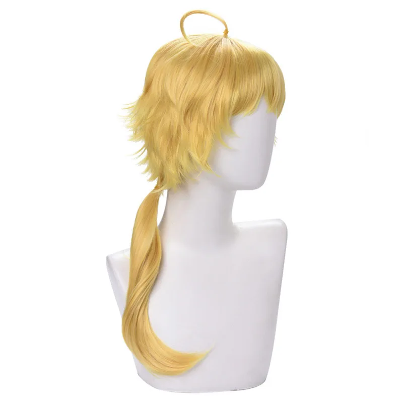 شعر مستعار اصطناعي بطبقات شعر طويل أحمر مقاوم للحرارة ذيل سحب زي الحفلات #4