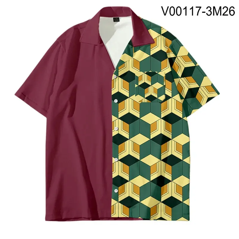 2022 Anime Demon 3D Printing Unisex Shirt Women/Men Casual Summer Short Sleeve Loose Button Streetwear Anime Overclothes