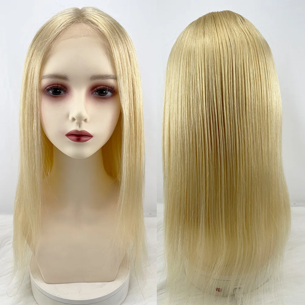 5x5 Closure Wig Silk Base Human Hair #613 Light Blonde Silky Straight Virgin European Hair Silk Top Wig with Baby Hair for Women