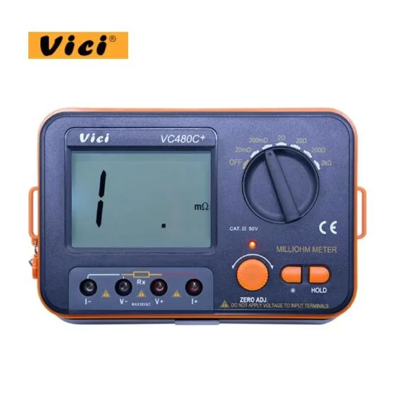 Vici LCD Digital Milli-ohm Meter Resistance Tester 4 Wire Ohm Test Meter Milliohmmeter 0.01 Ohm~2 kOhm VC480C