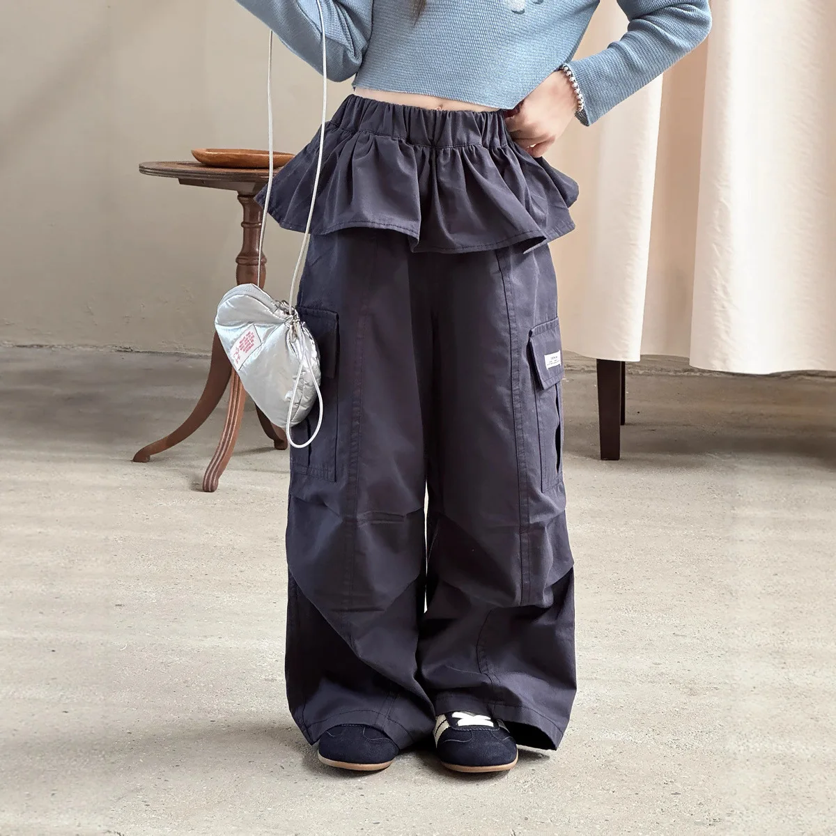 Pants Trousers Overalls Trouser Kids Clothing Casual Daily Childrens Girls Autumn Korean Casual Children Loose Blue Clothes