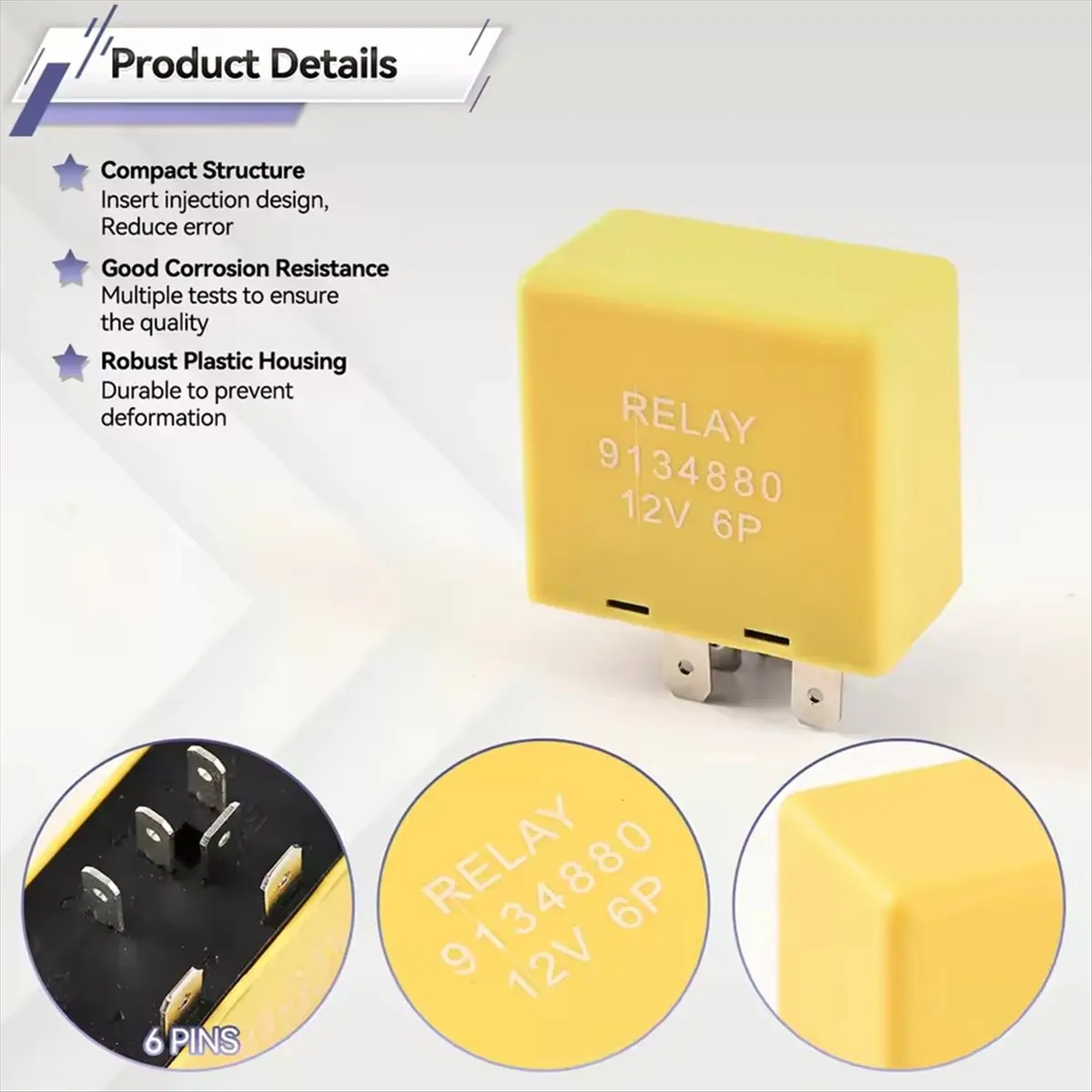 #57A Indicator Flasher Hazard Relay Unit 12V 6 Pin for Vauxhall Opel,for Vauxhall Opel Hazard Light Relay,(Metal+Plastic)