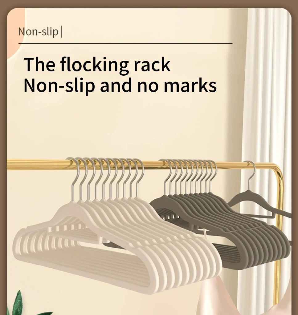 Space Saving Hangers for Dorm Room Closet, Non-Trace Flocking Rack, Non-Slip, 10PCs, 20PCs, 30 PCs