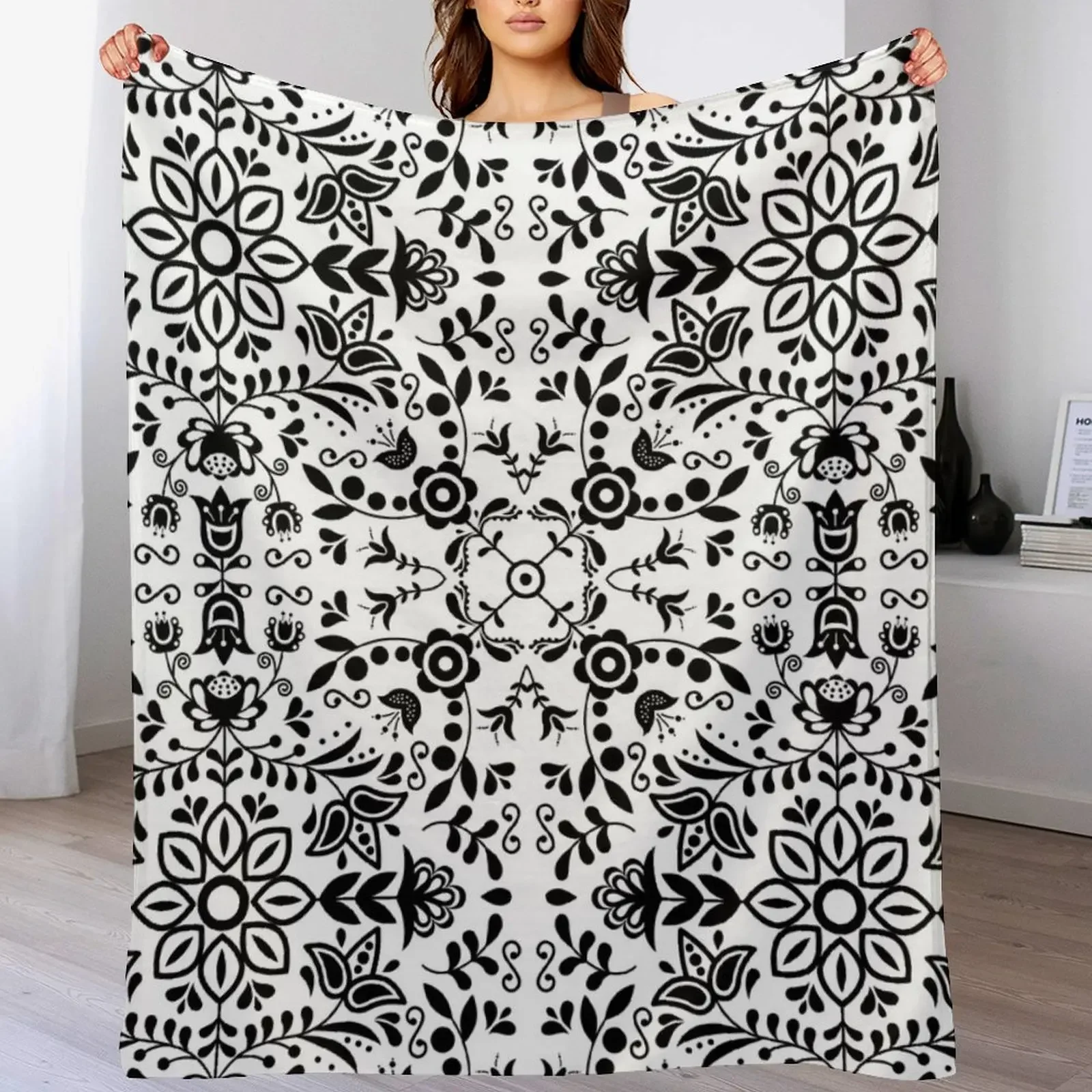 

Scandinavian floral ornament Throw Blanket Soft Plush Plaid For Baby Soft Beds Decorative Beds Blankets