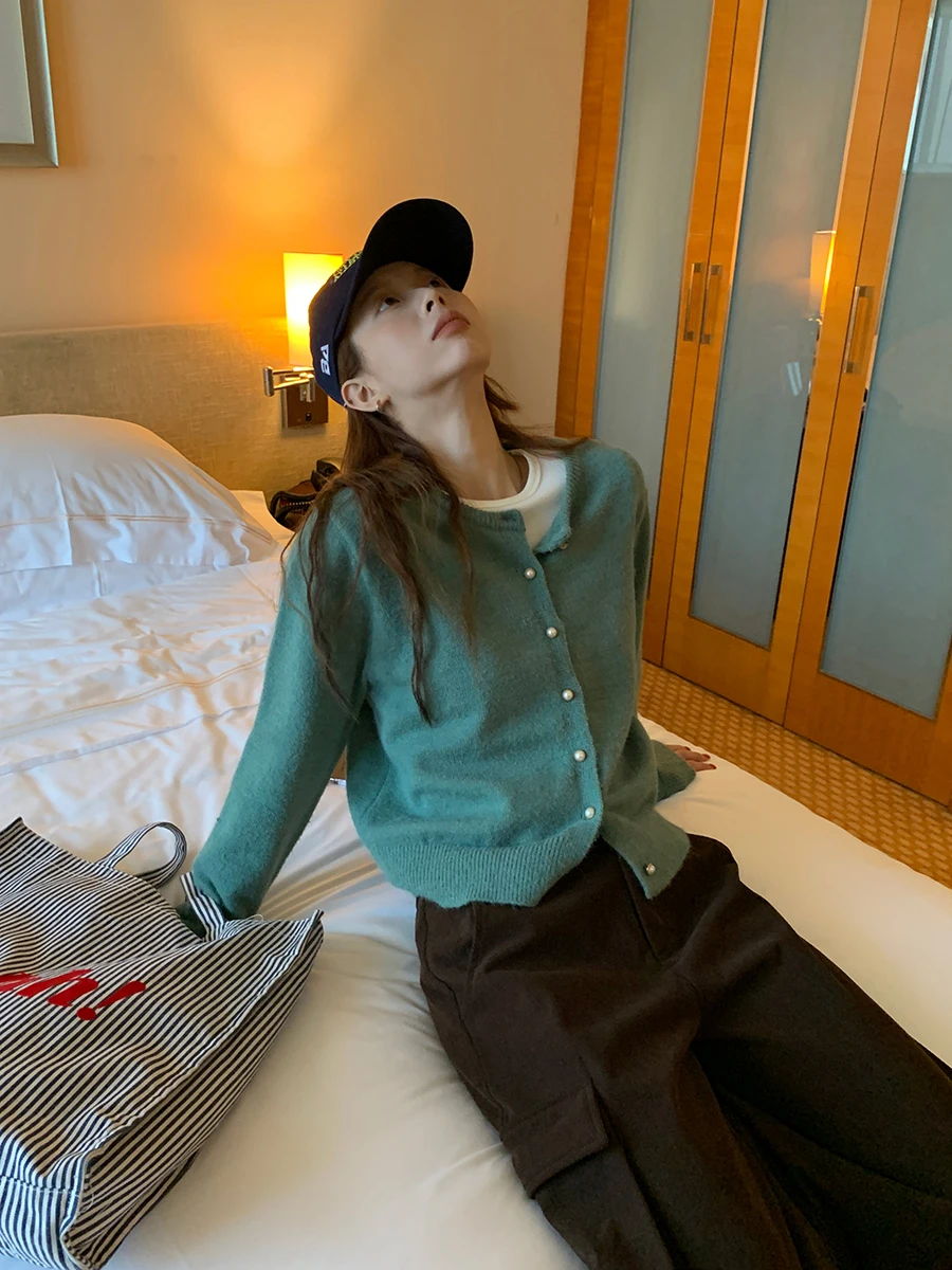 

ay Knitted Open Cardigan Women's Spring Autumn New Sle Ele Personali Sweater Jaet G Sle Commute Simple Straig...